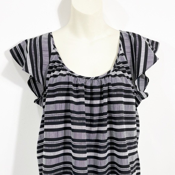 Banana Republic Striped Flutter Sleeve Sleeveless Blouse Black & White - Picture 2 of 10